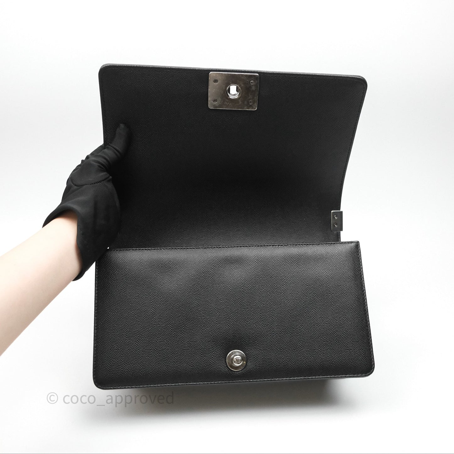 Chanel Medium Boy Quilted Black Caviar Ruthenium Hardware