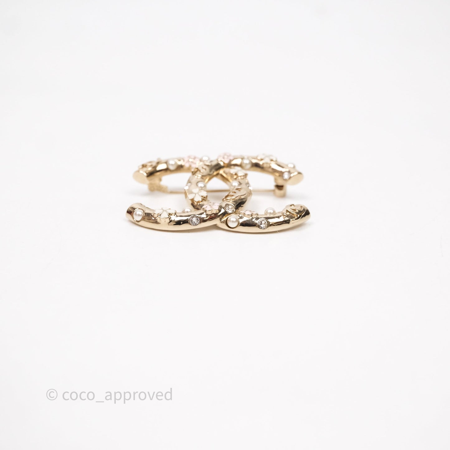 Chanel CC Flowers Brooch Gold Tone 22S