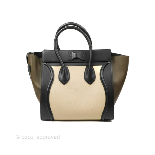 Celine Mini Luggage Bag Black/Brown/Ivory Calfskin