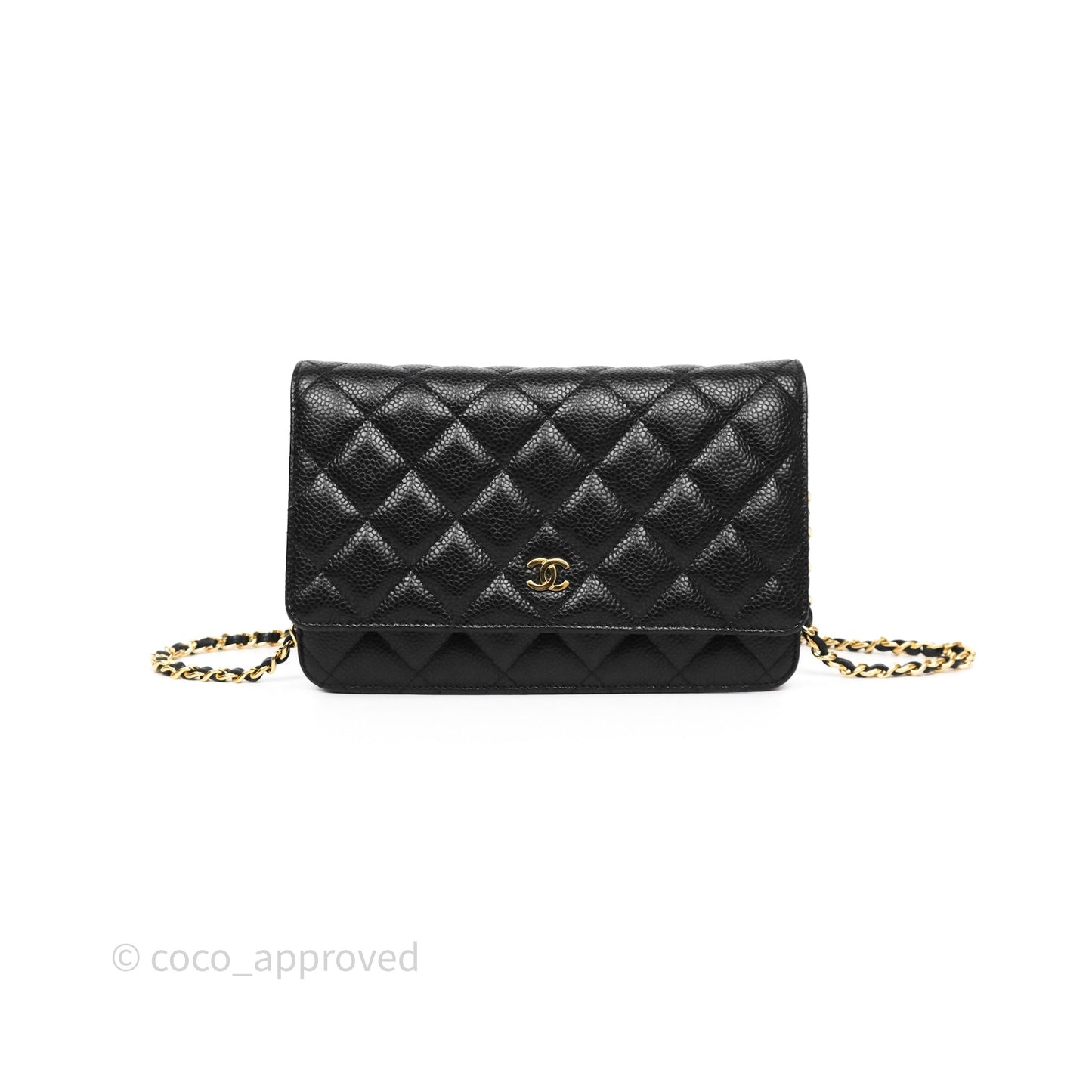Chanel Classic Wallet On Chain WOC Quilted  Black Caviar Gold Hardware