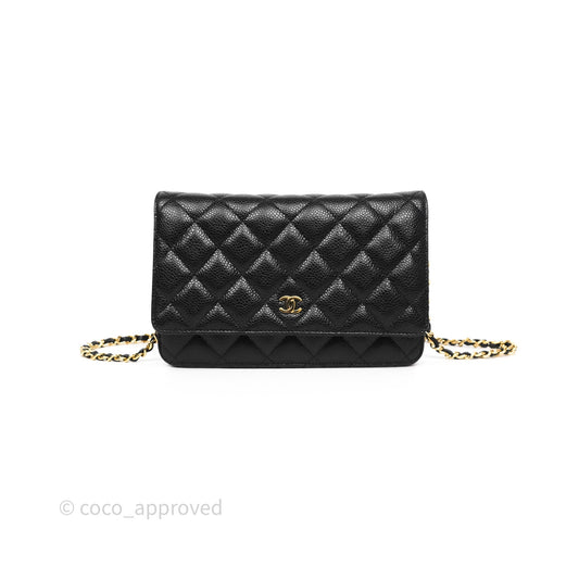 Chanel Classic Wallet On Chain WOC Quilted  Black Caviar Gold Hardware