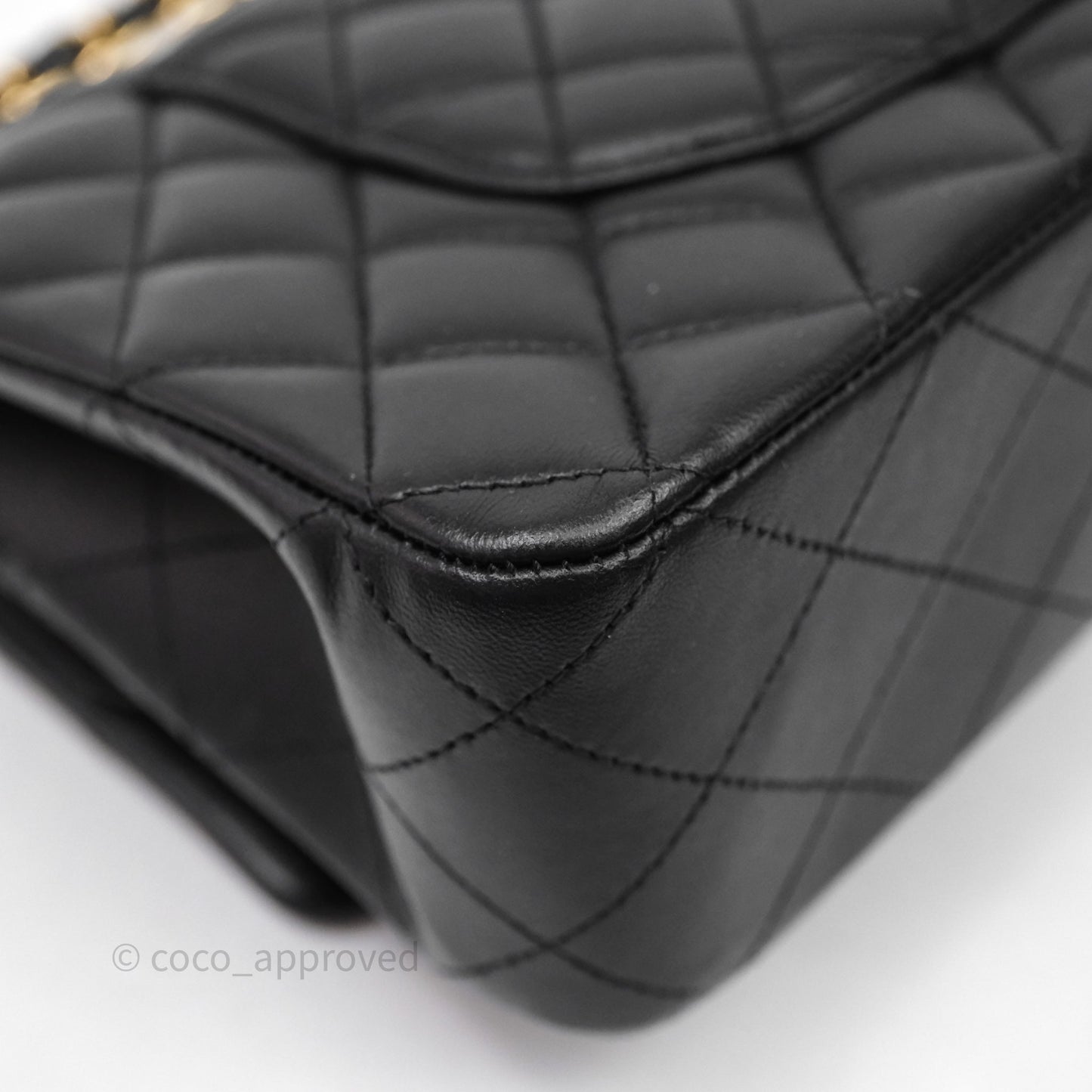 Chanel Classic M/L Medium Flap Quilted Black Lambskin Gold Hardware