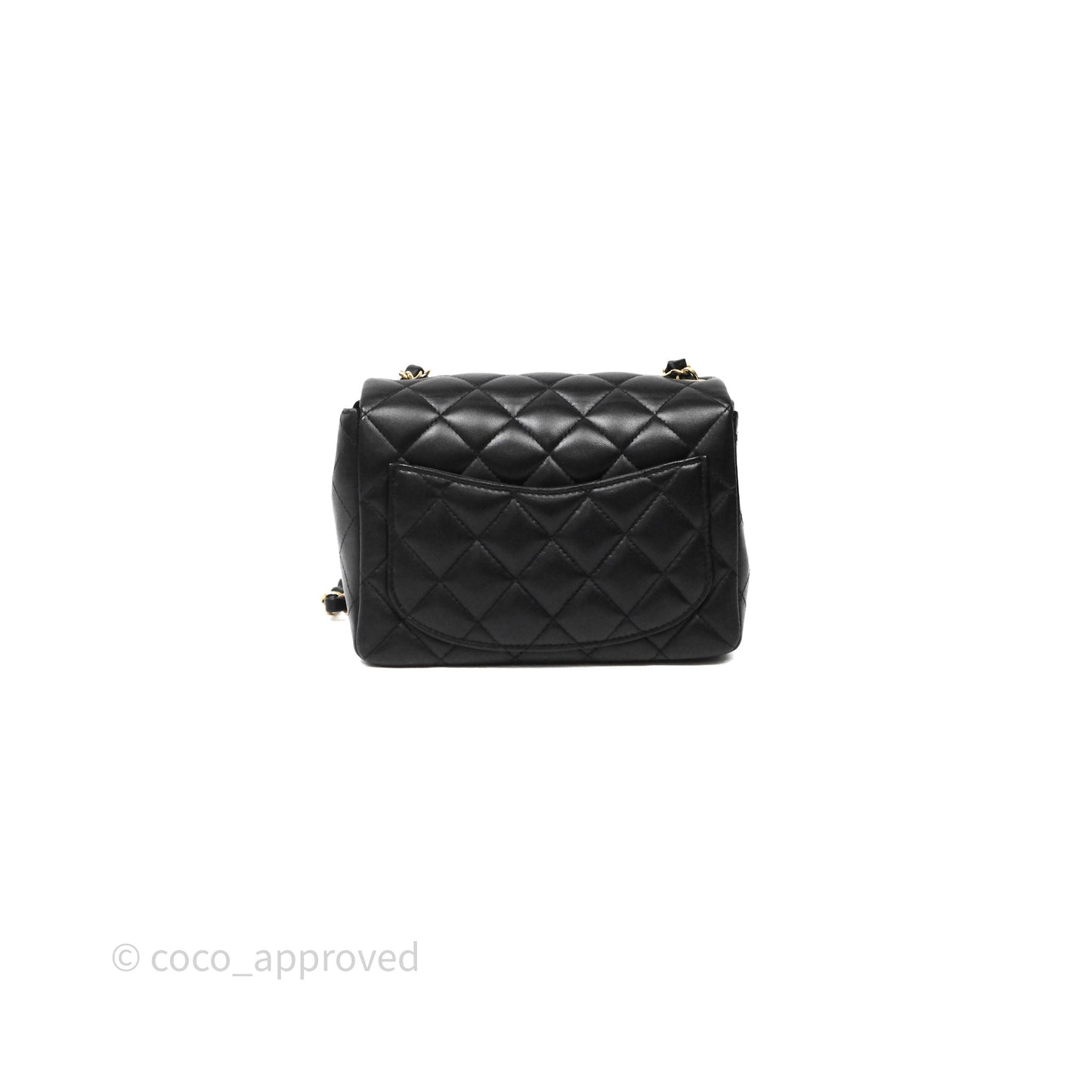 Chanel Mini Square Quilted Black Lambskin Gold Hardware