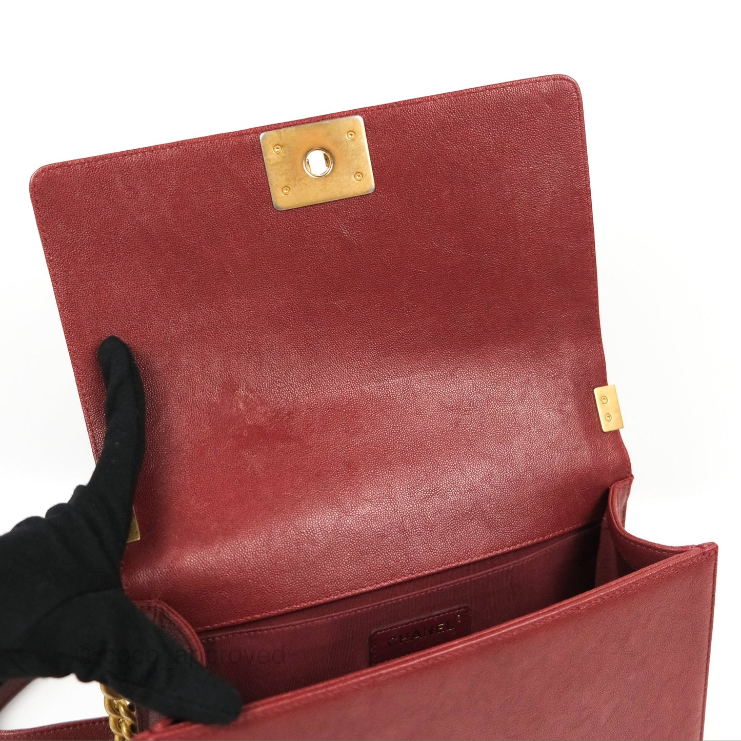 Chanel Quilted Medium Boy Burgundy Caviar Aged Gold Hardware