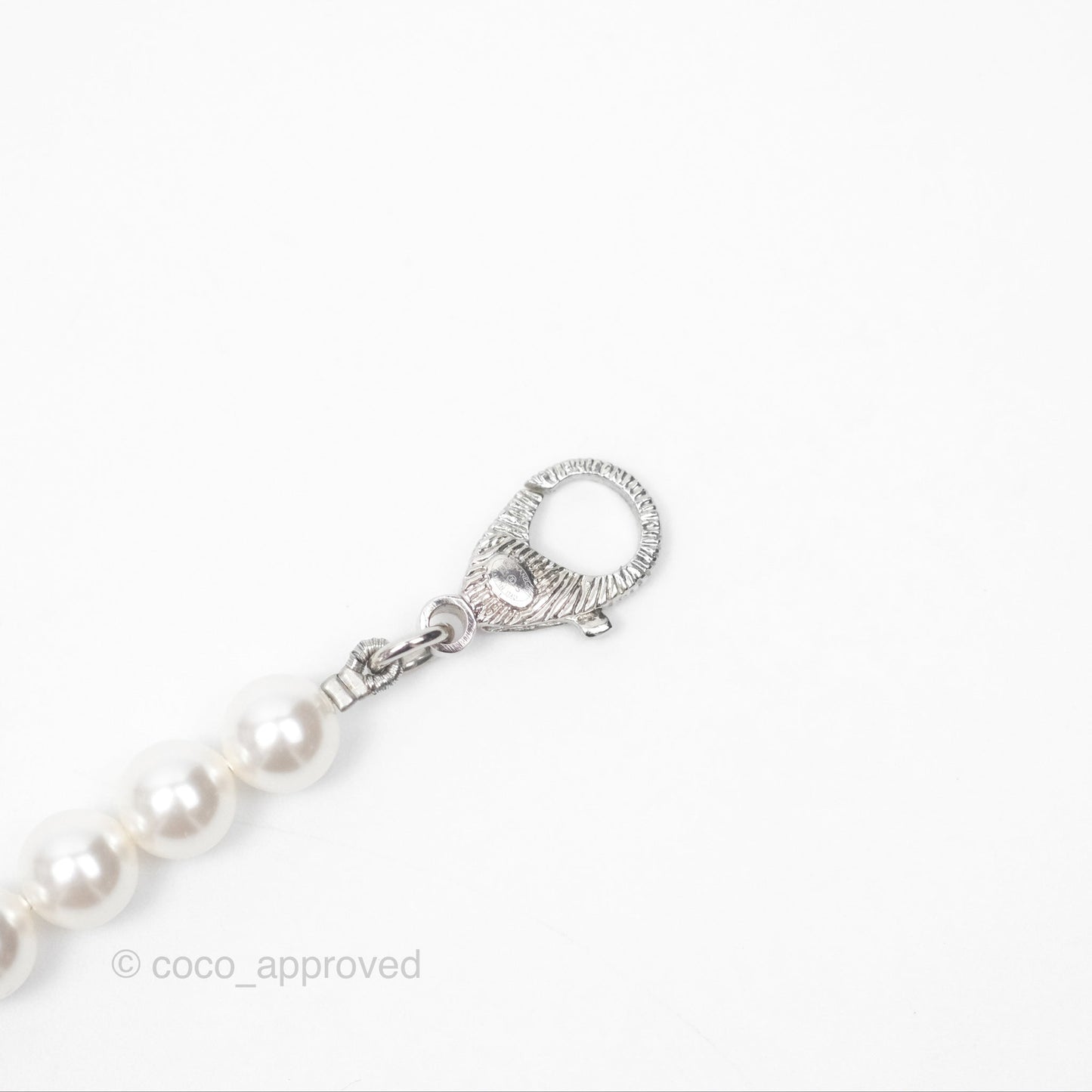 Chanel Crystal Pearl CC Necklace Choker Silver Tone 23S