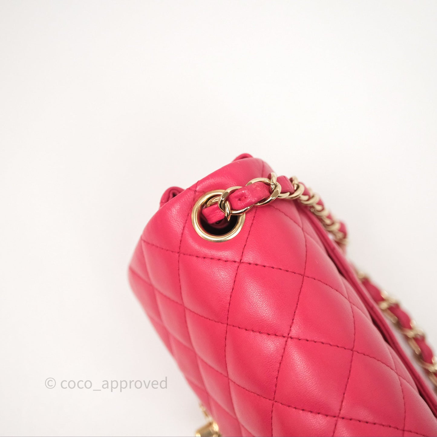 Chanel Mini Square Flap Quilted Dark Pink Lambskin Gold Hardware