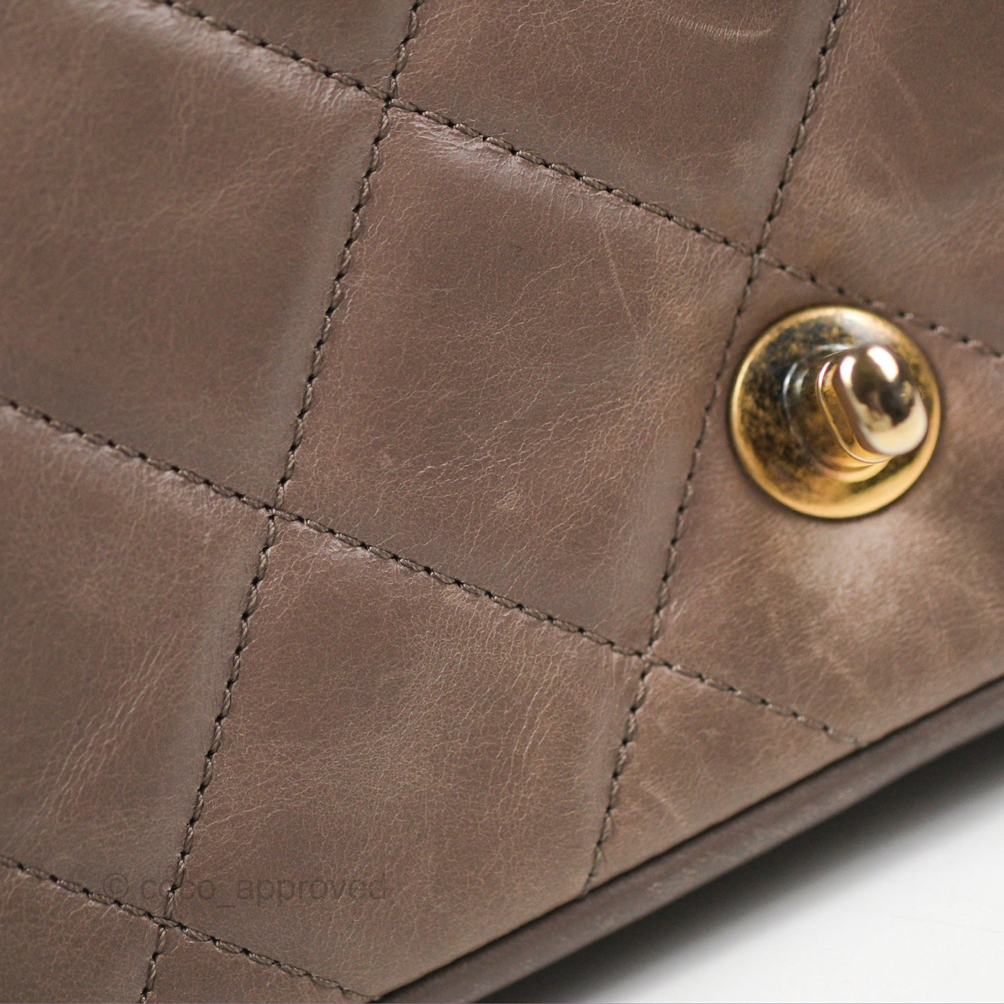 Chanel Gold Bar Single Flap Dark Grey Glazed Calfskin Gold Hardware