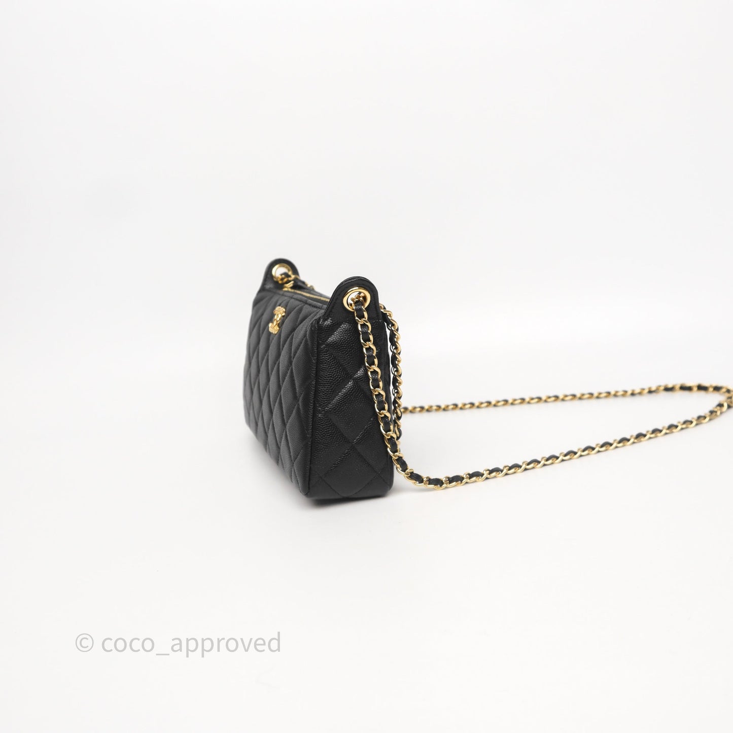 Chanel Clutch on Chain Black Caviar Gold Hardware 25A
