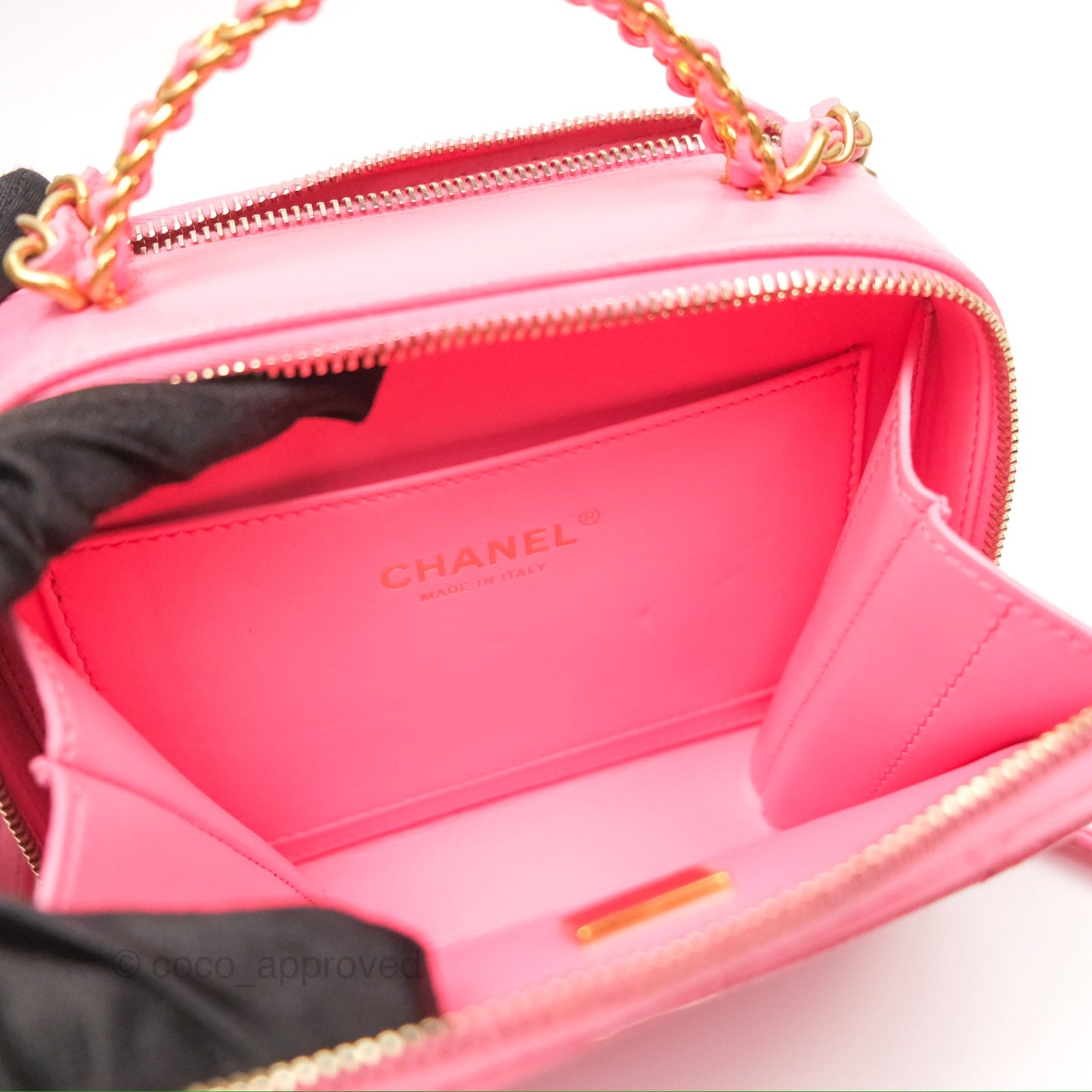 Chanel Caviar Quilted Pick Me Up Small Vanity Case Hot Pink