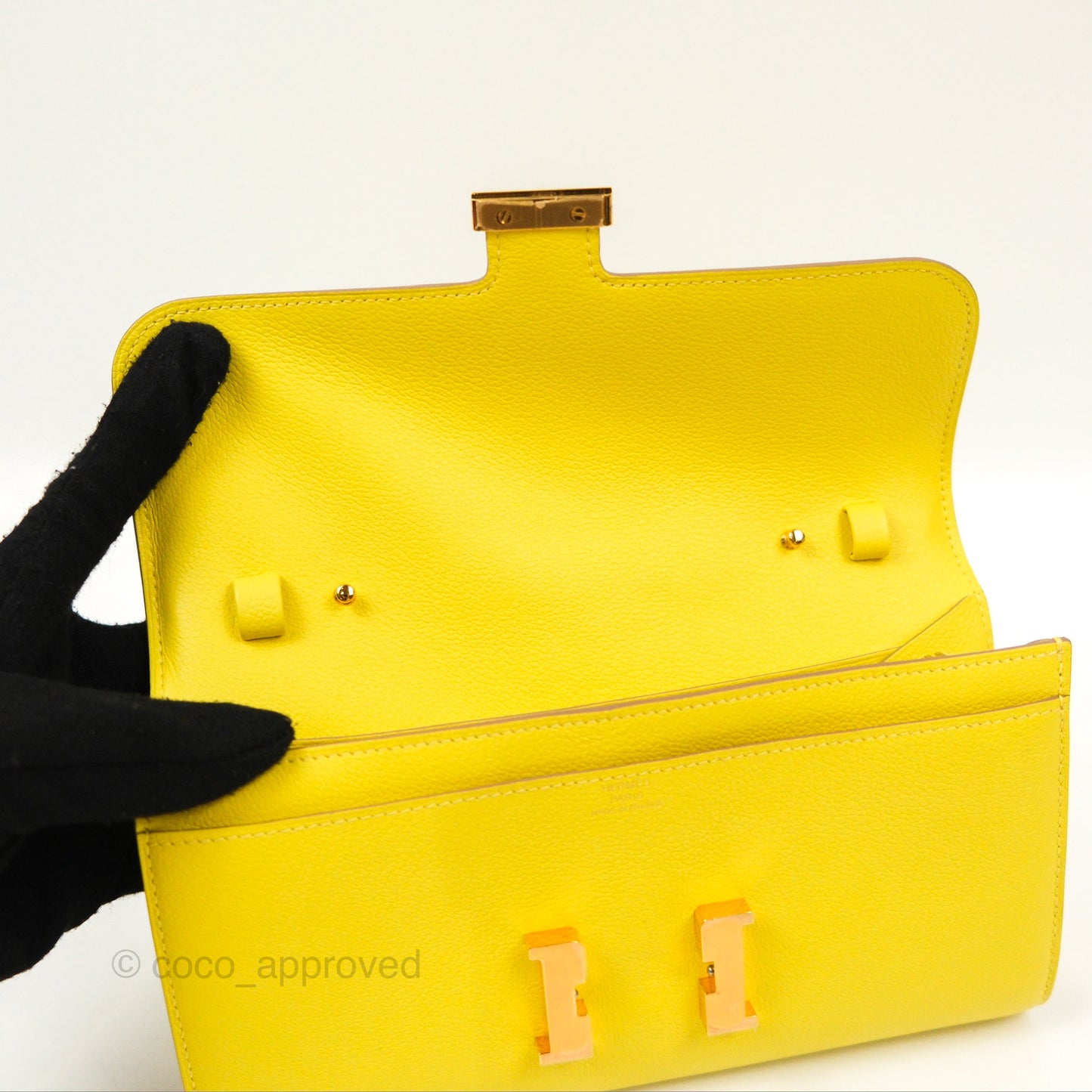 Hermès Constance To Go Wallet Lime Evercolour Rose Gold Hardware
