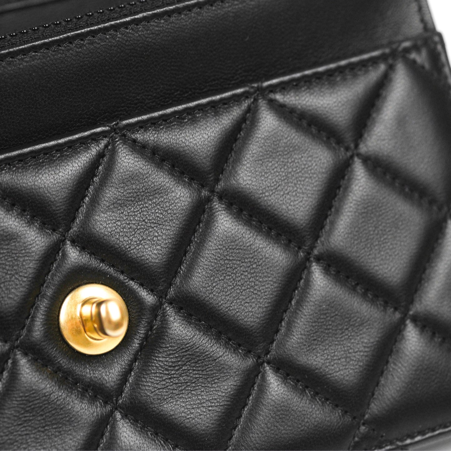 Chanel Quilted Pearl Crush Wallet on Chain WOC Black Lambskin Aged Gold Hardware