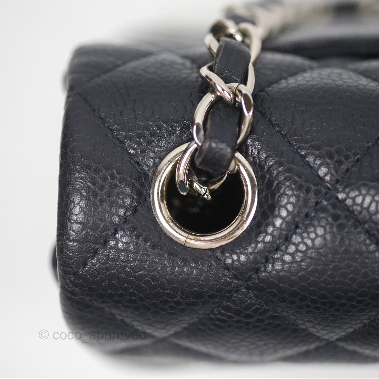 Chanel Mini Rectangular Quilted Dark Navy Caviar Silver Hardware