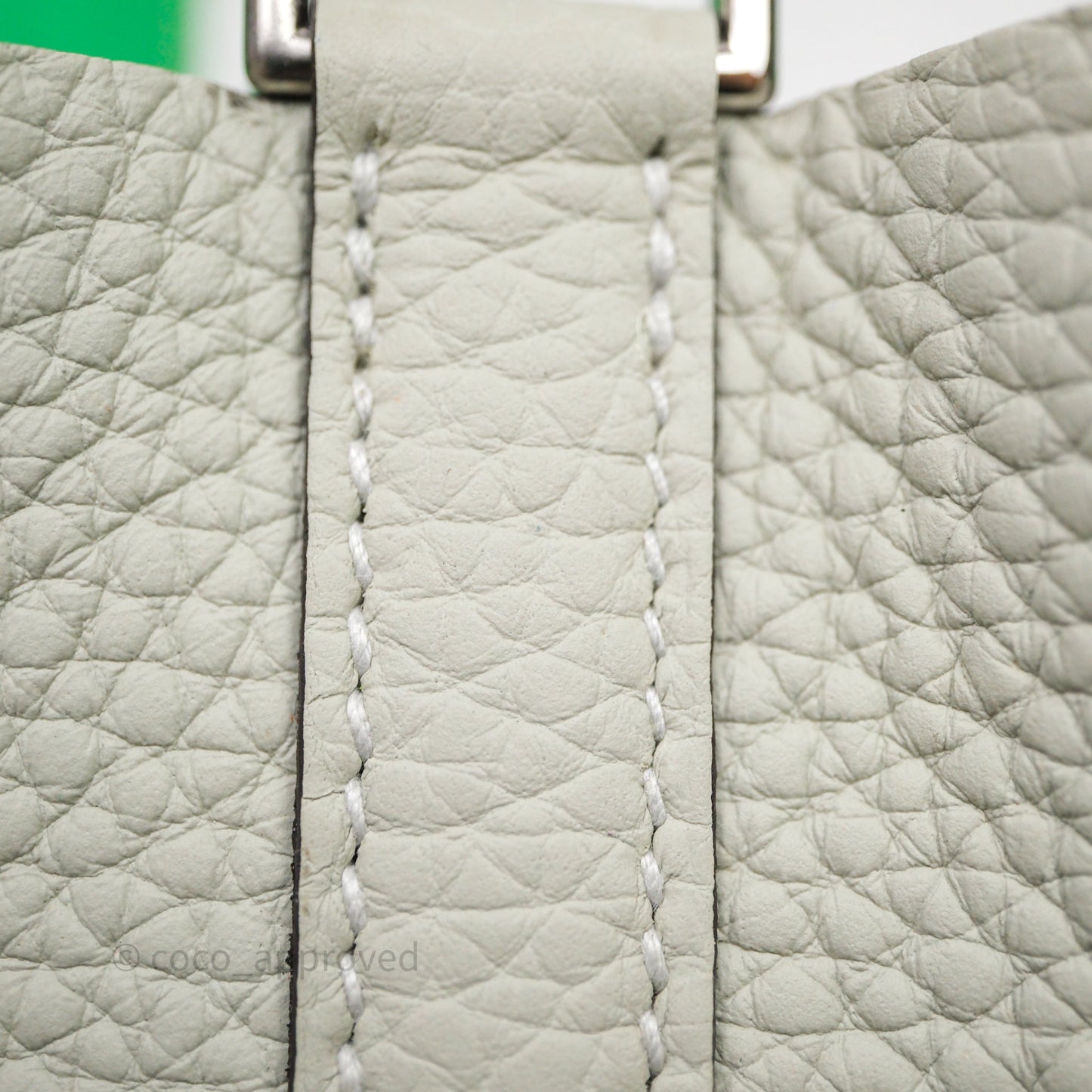 Hermes Picotin 18 Gris Neve/Vert 0V Comics Clemence Palladium Hardware