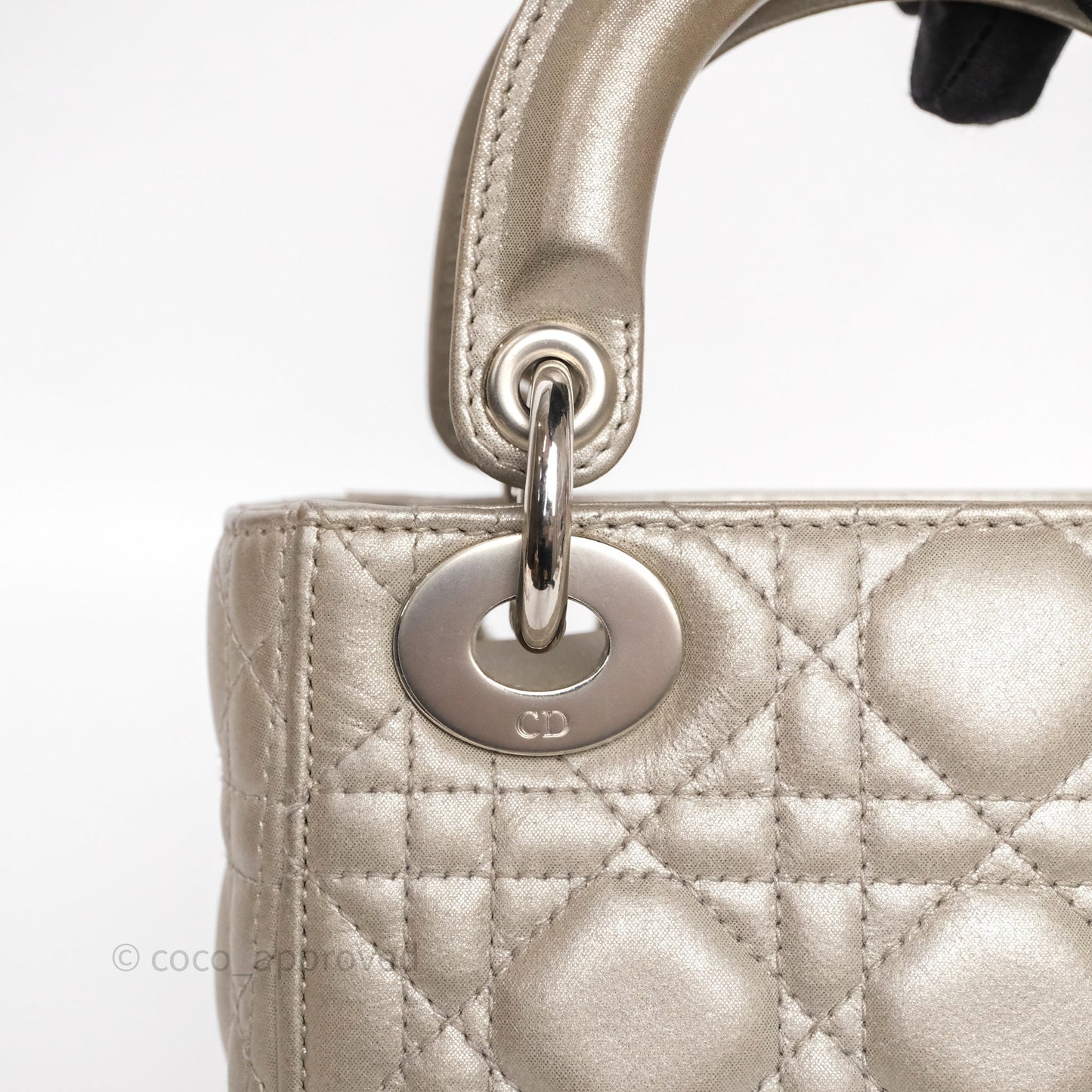 Christian Dior Mini Lady Dior Metallic Silver Nubuck Silver Hardware