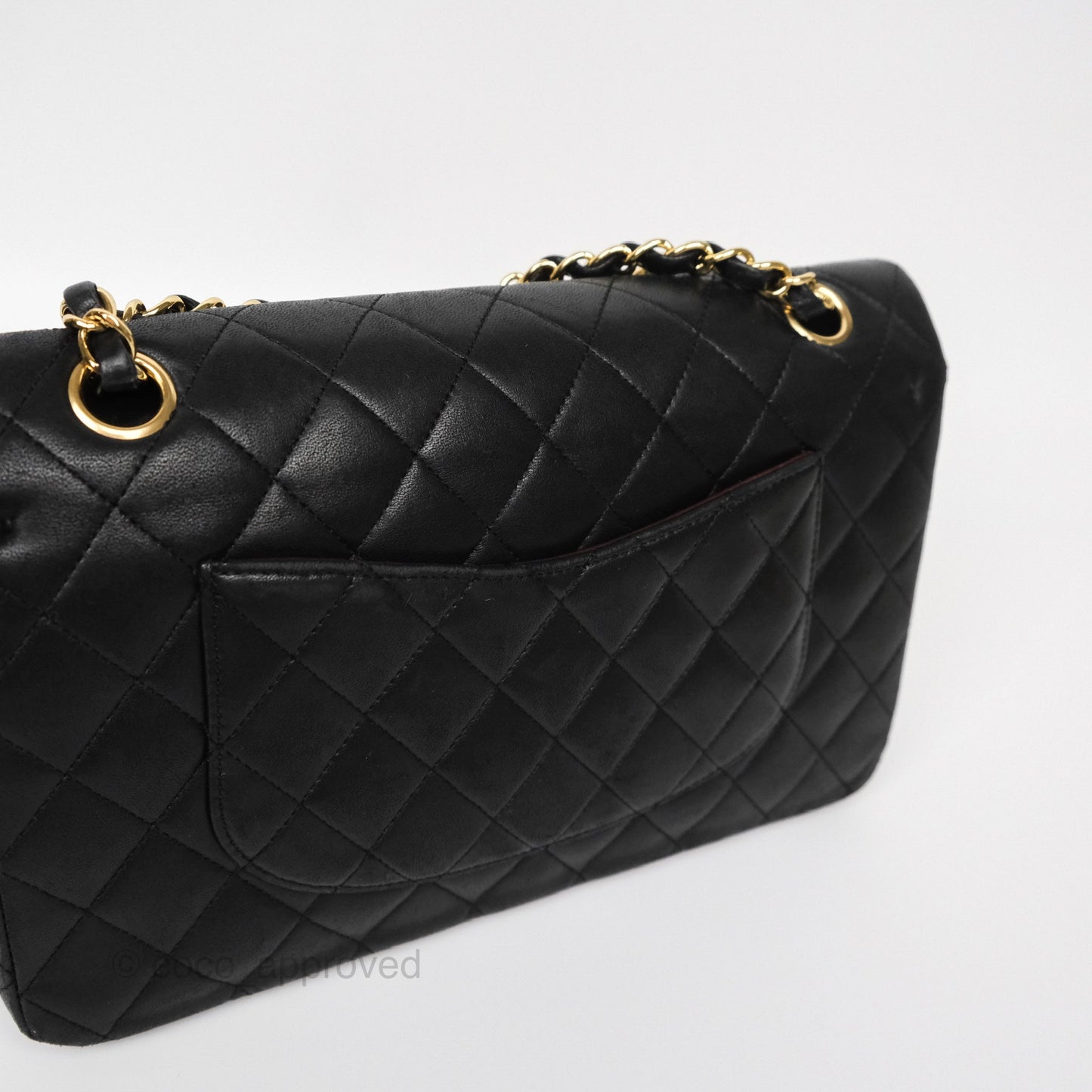 Chanel Classic M/L Medium Flap Quilted Black Lambskin Gold Hardware