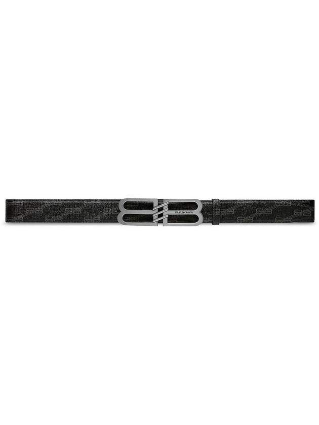Luxury Balenciaga BB Signature Monogram Canvas Leather Belt Black