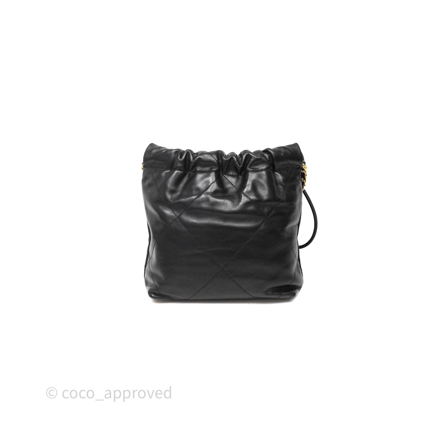 Chanel 22 Mini Bag Black Crumpled Calfskin Aged Gold Hardware