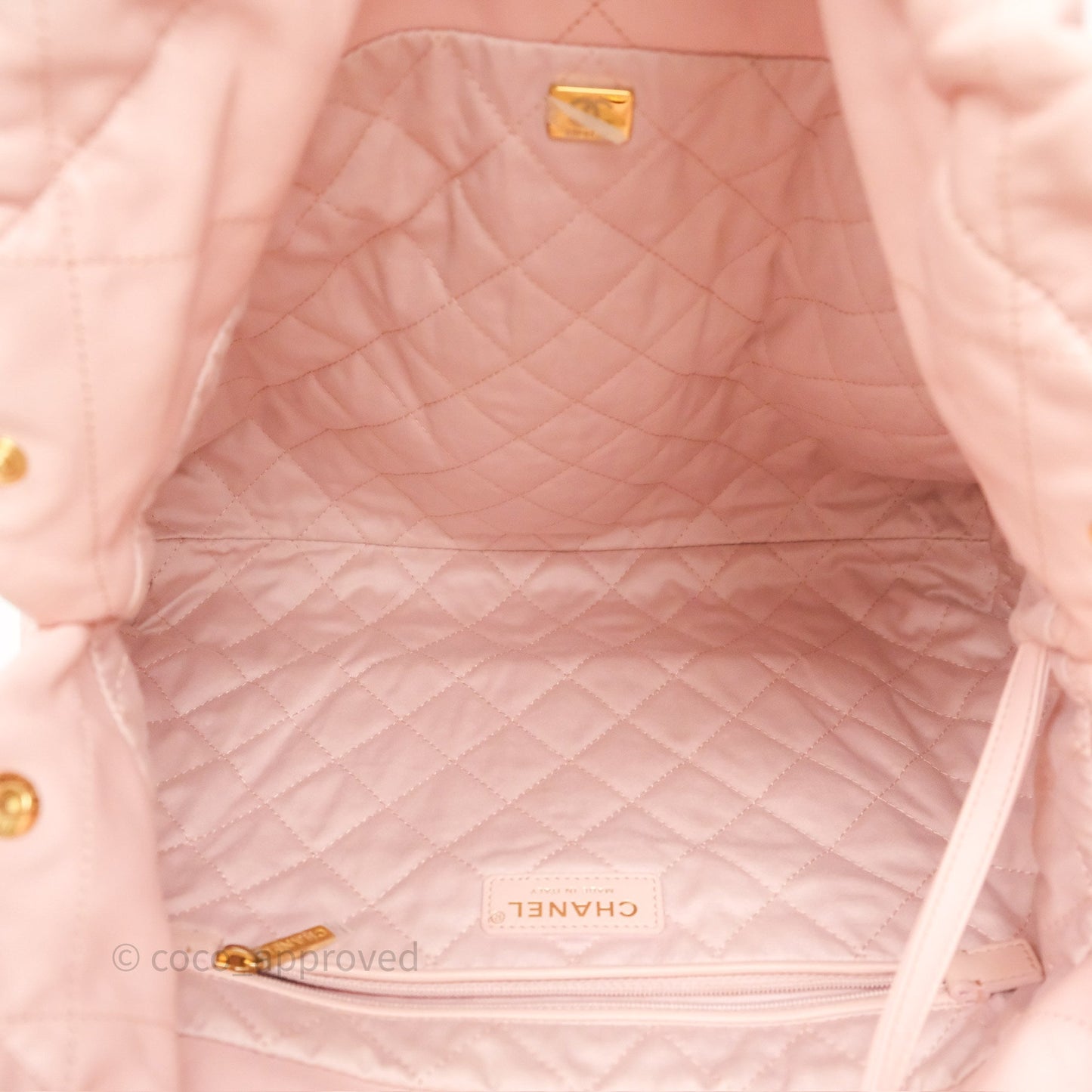 Chanel 22 Medium Pink Crumpled Calfskin Aged Gold Hardware
