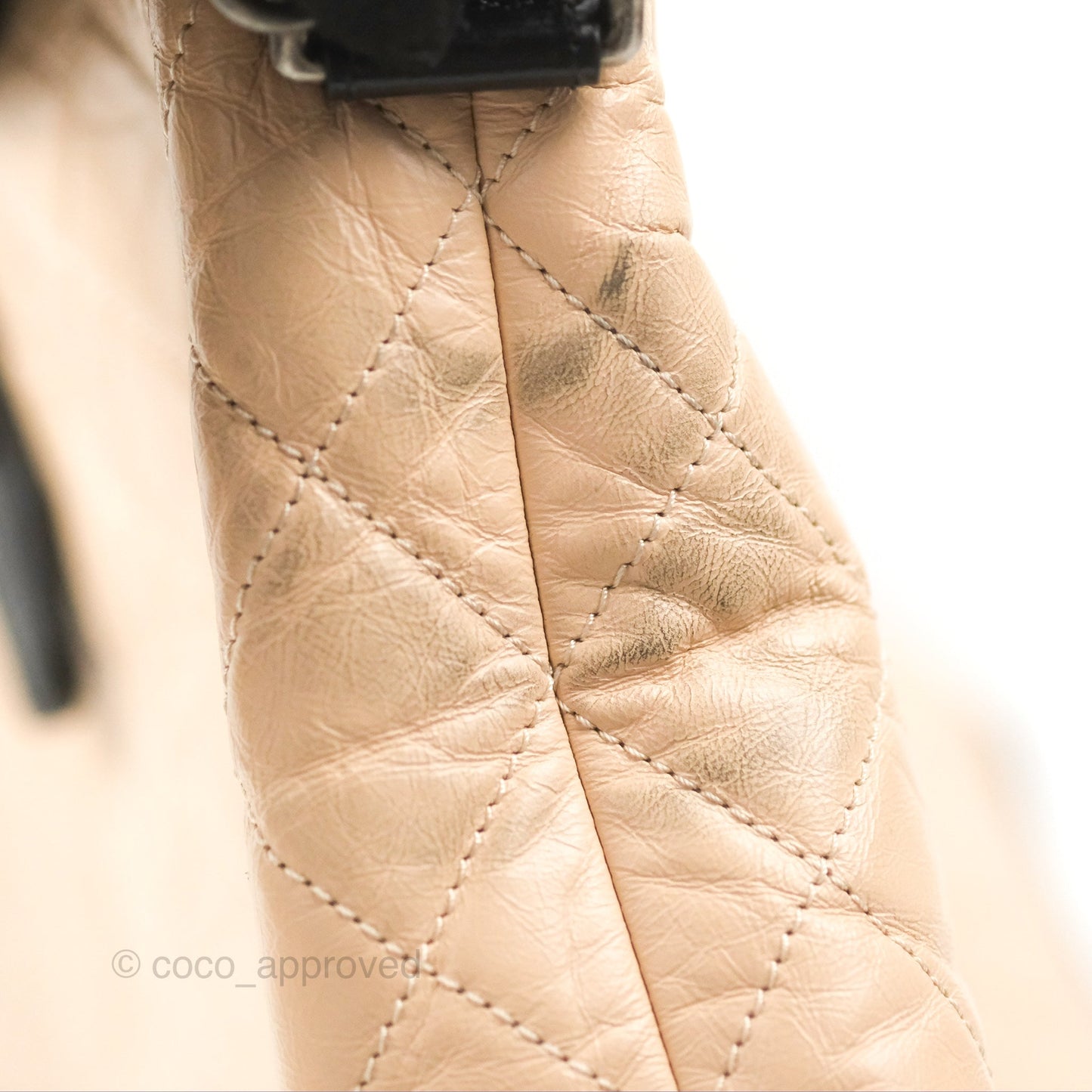 Chanel Large Gabrielle Shopping Tote Quilted Beige Aged Calfskin