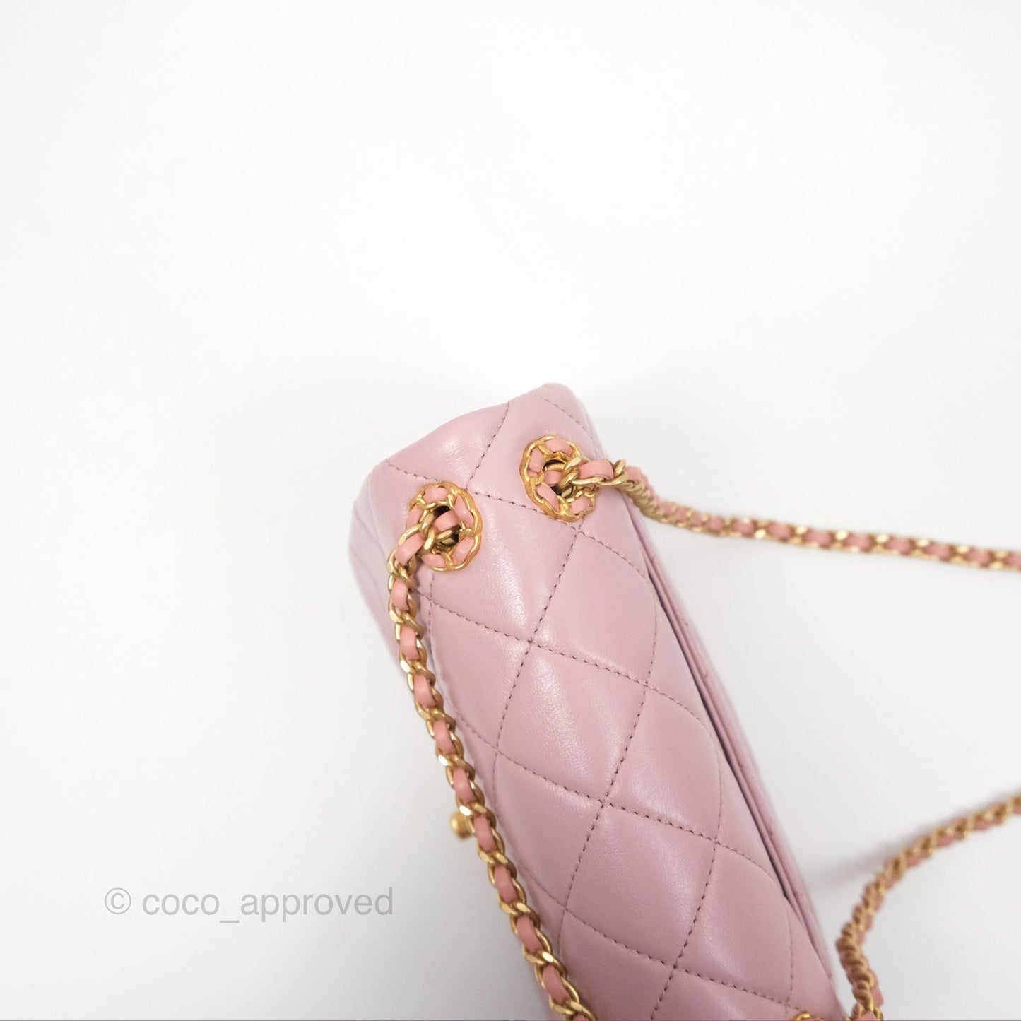 Chanel Flap Bag Dusty Pink Lambskin Aged Gold Hardware 24P