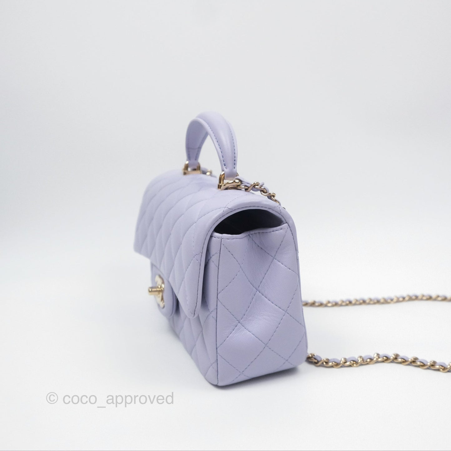 Chanel Top Handle Mini Rectangular Flap Bag Lilac Lambskin Gold Hardware