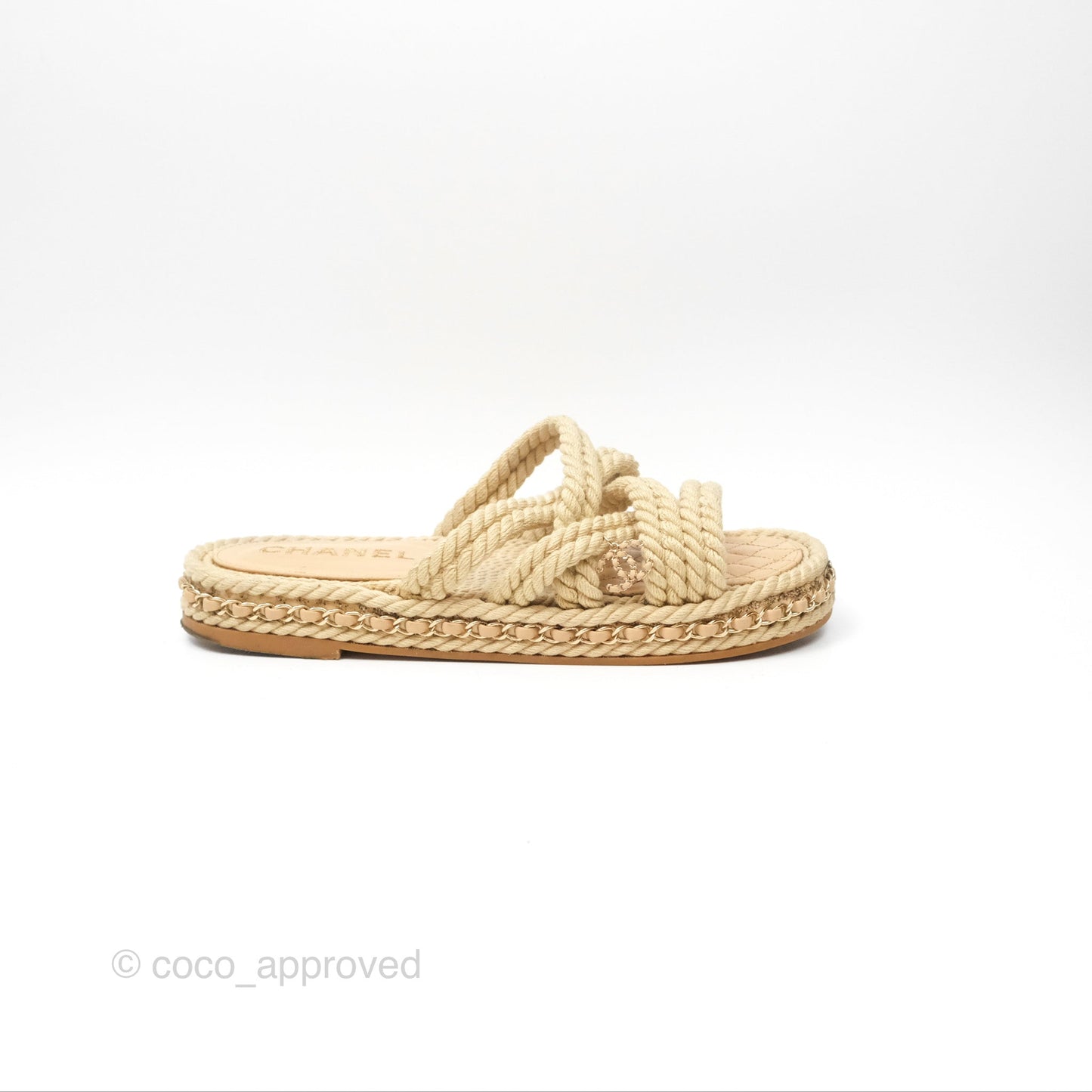 Chanel Cord Chain Slides Size 39