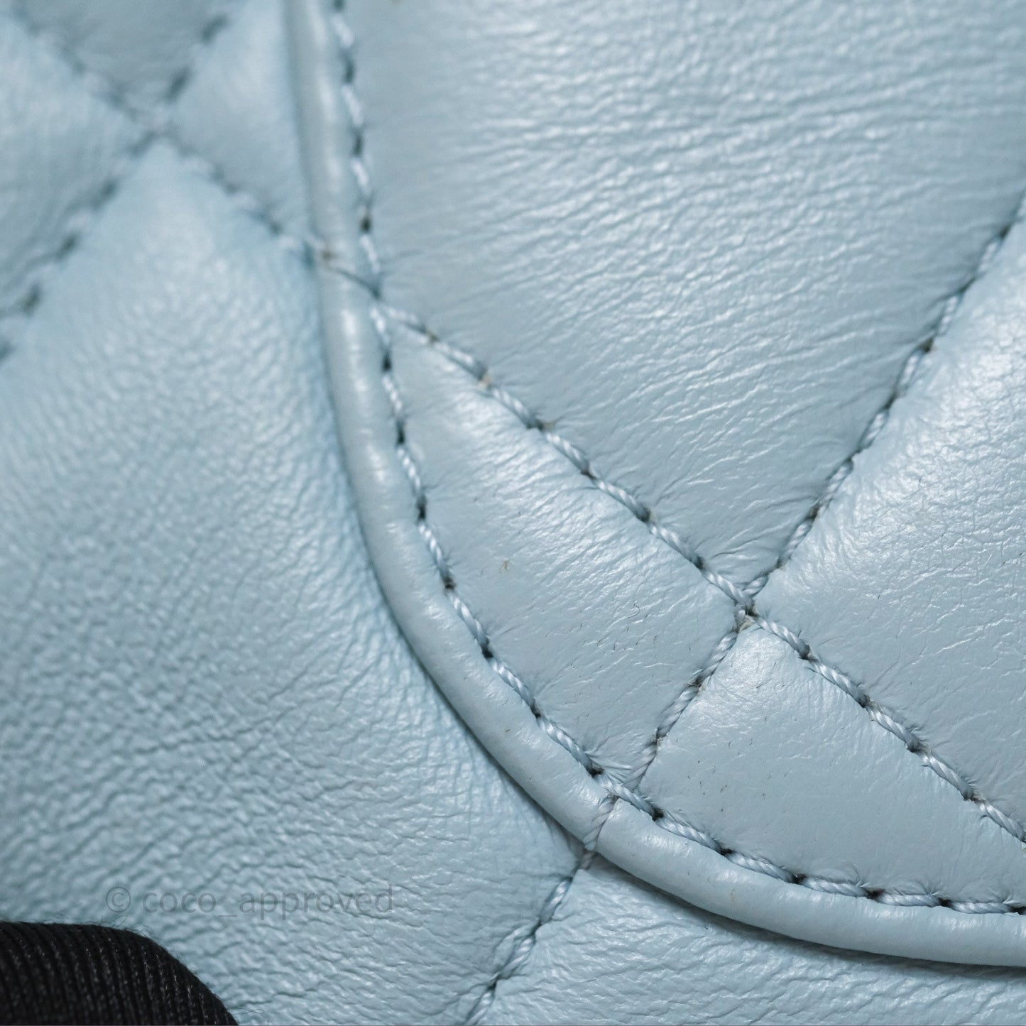 Chanel Quilted Enamel Pending CC Mini Square Flap Baby Blue Lambskin 22P