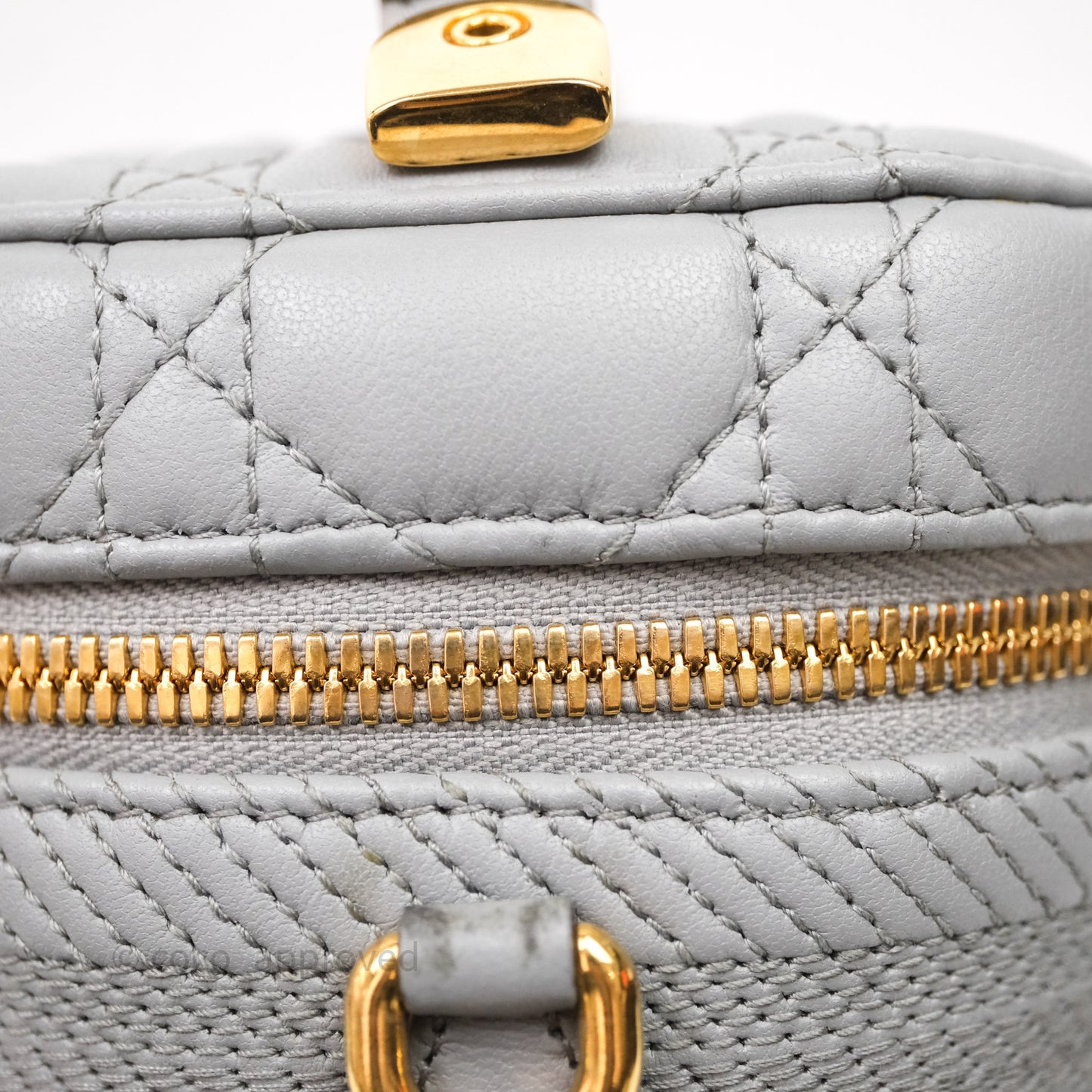 Christian Dior Small Diortravel Vanity Case Grey Lambskin Cannage