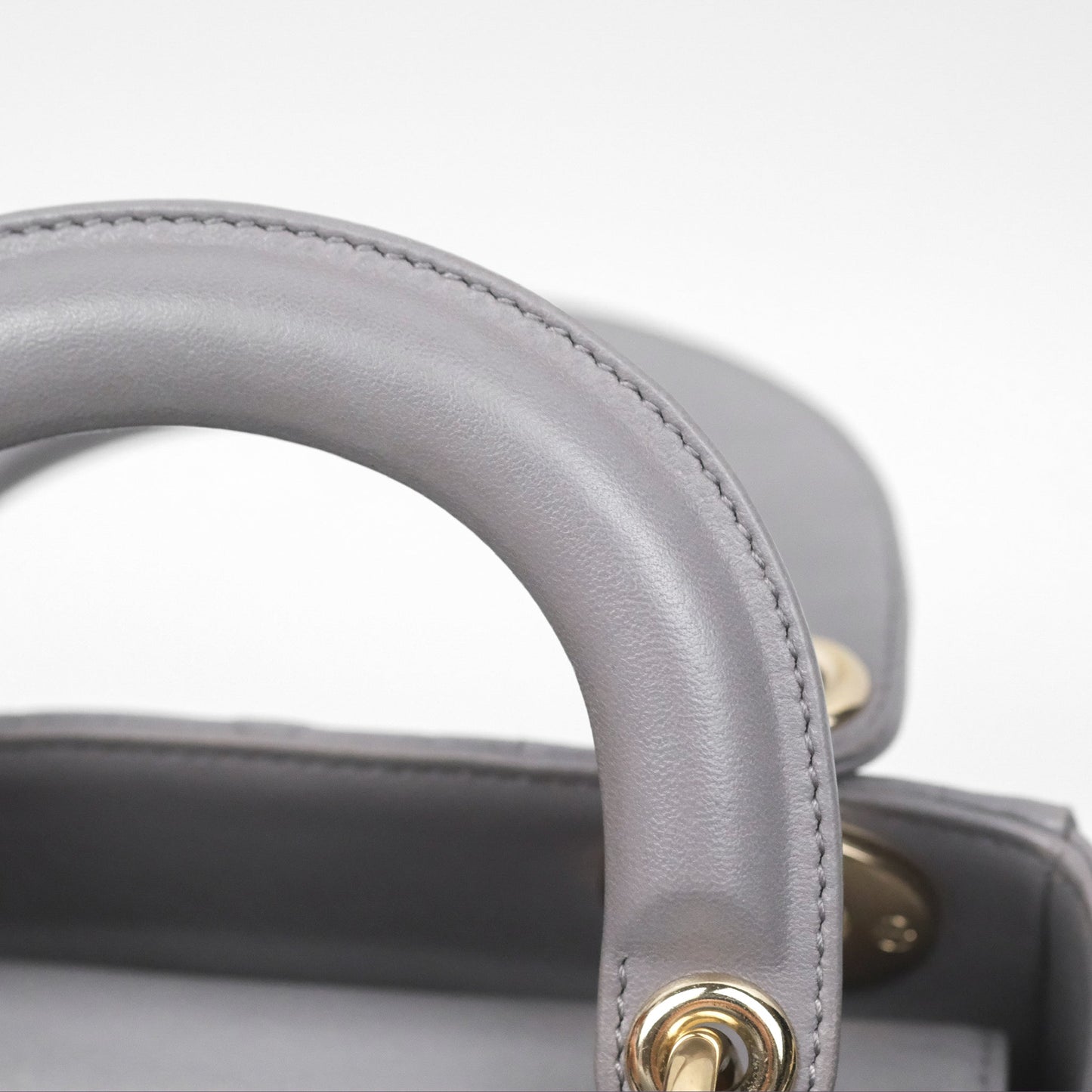 Christian Dior Mini Lady Dior Grey Lambskin Cannage Gold Hardware