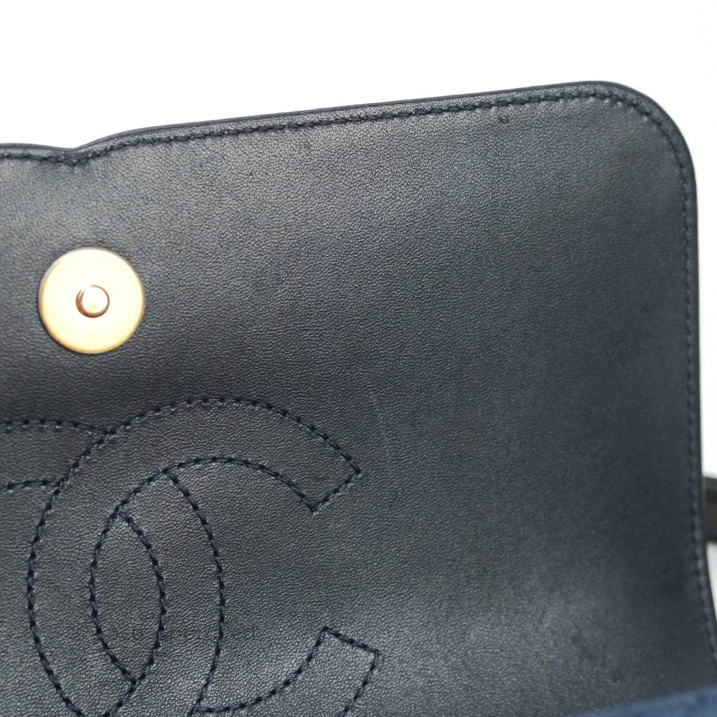 Chanel Quilted Small CC Filigree Flap Navy Caviar