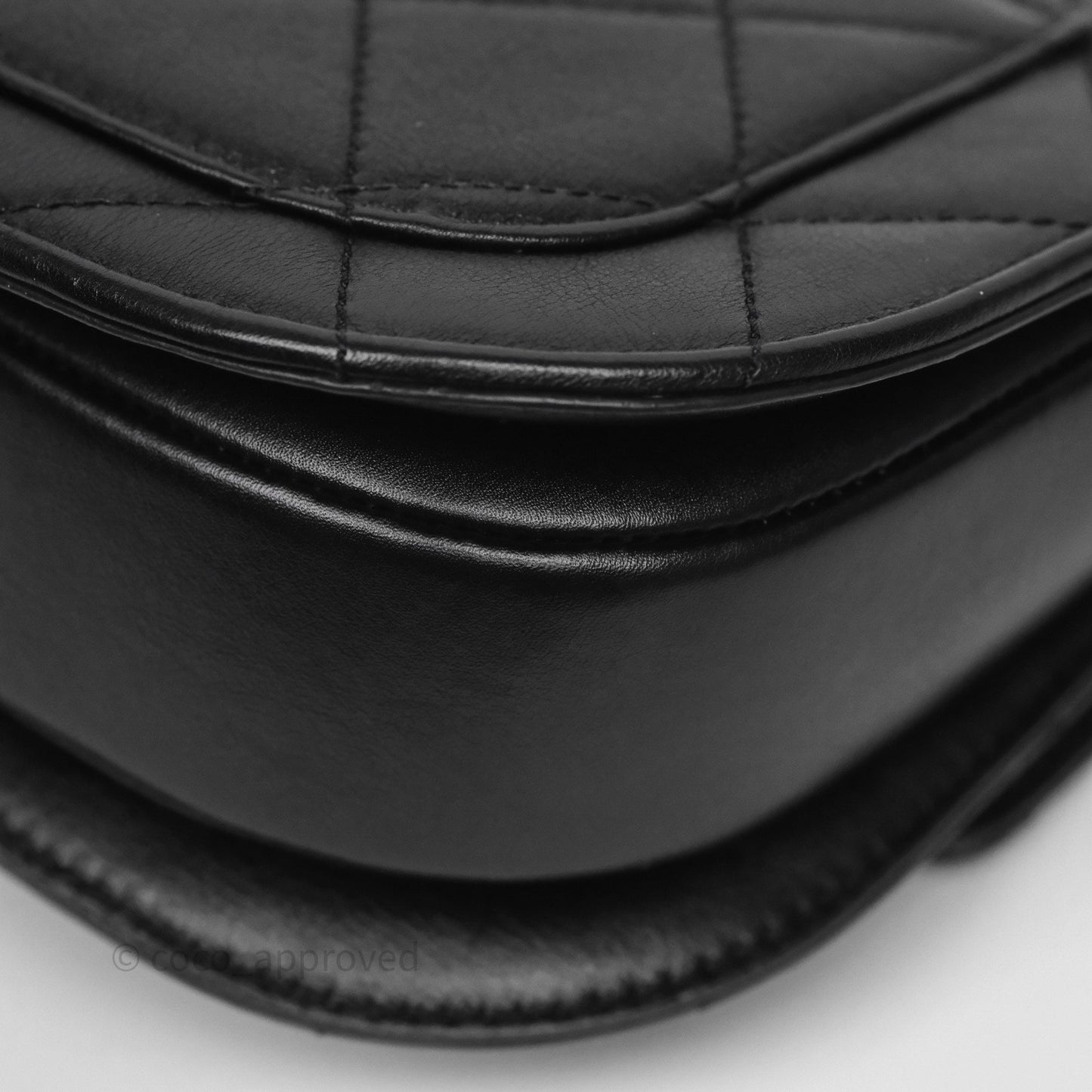 Chanel Mini Moon Messenger Bag Black Calfskin Aged Gold Hardware