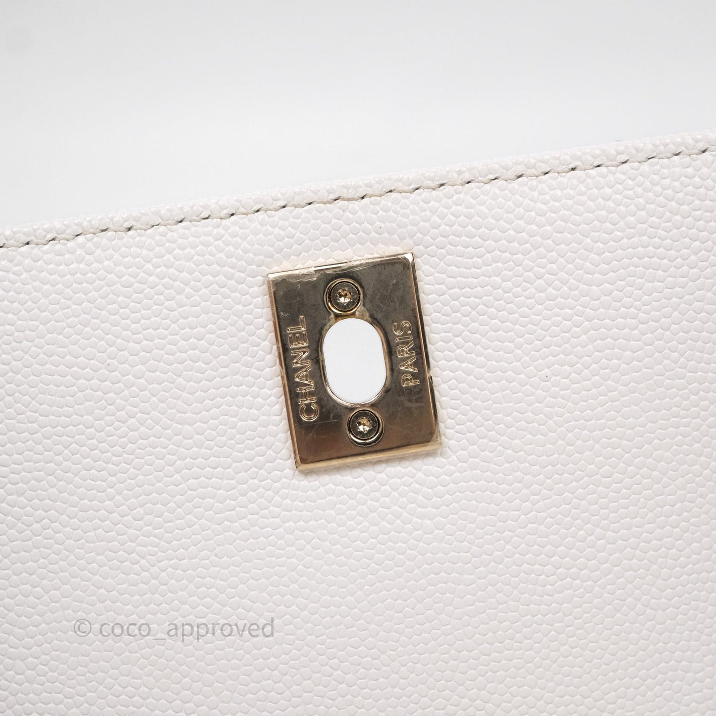 Chanel Mini Coco Handle Quilted White Caviar Gold Hardware