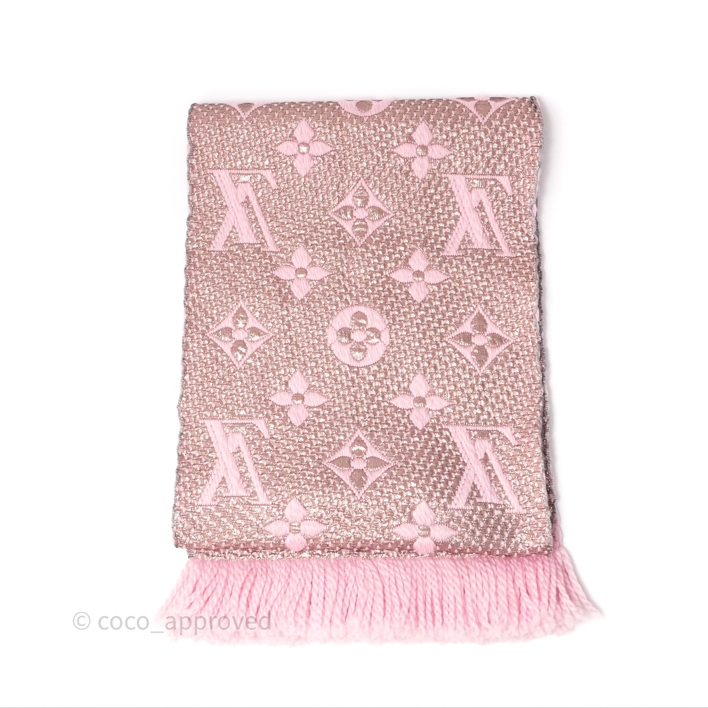 Louis Vuitton Logomania Scarf Pink Wool Silk