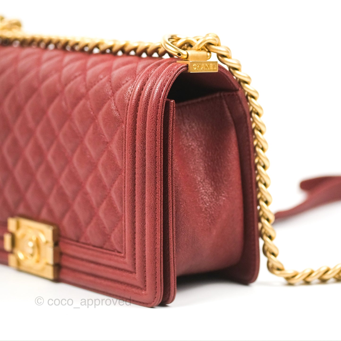 Chanel Quilted Medium Boy Burgundy Caviar Aged Gold Hardware