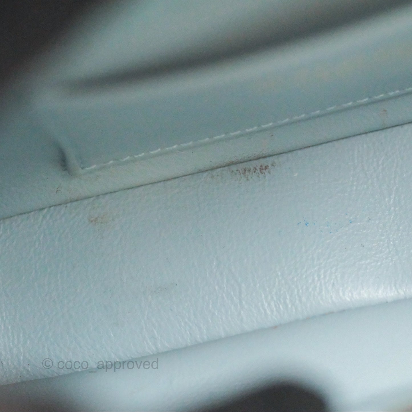 Chanel Quilted Enamel Pending CC Mini Square Flap Baby Blue Lambskin 22P