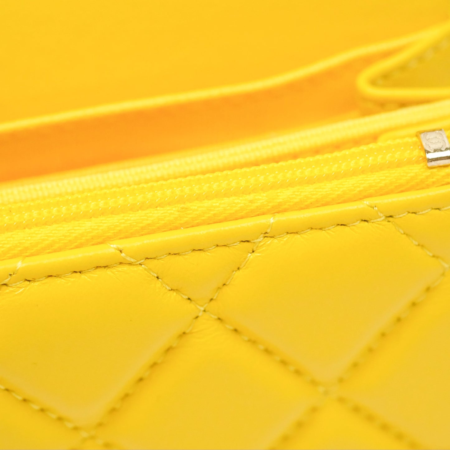 Chanel Lacquered Chain Mini WOC Yellow Lambskin