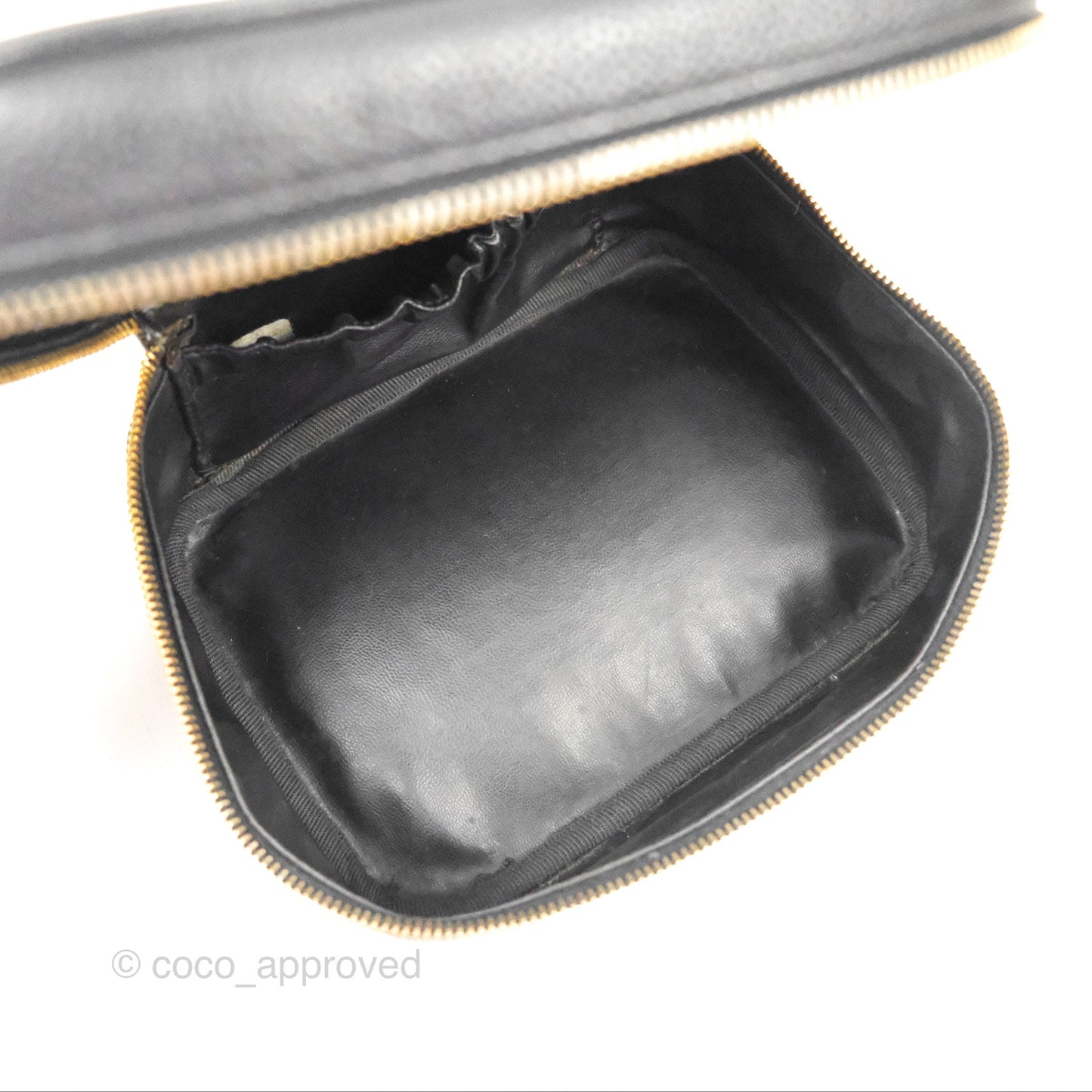 Chanel Vintage Vanity Case Black Caviar Gold Hardware