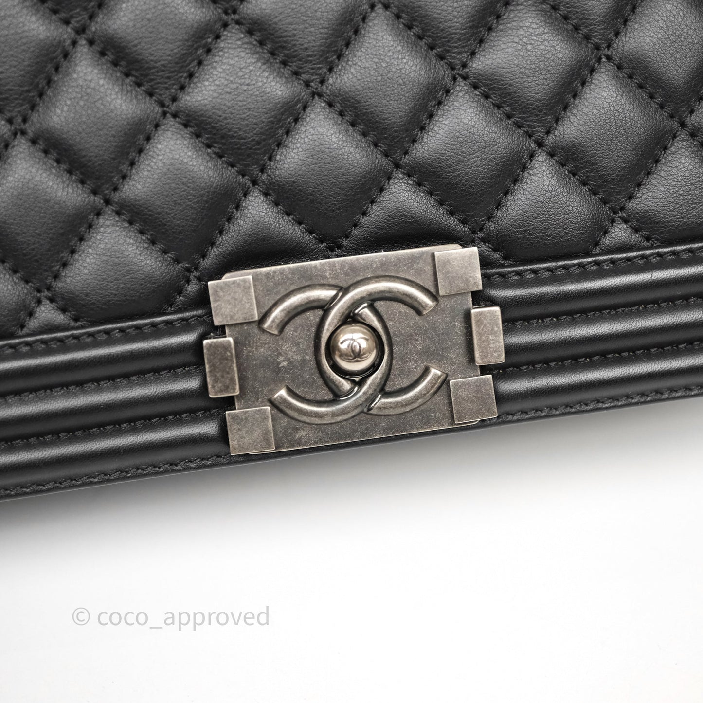 Chanel Quilted Medium Boy Black Calfskin Ruthenium Hardware