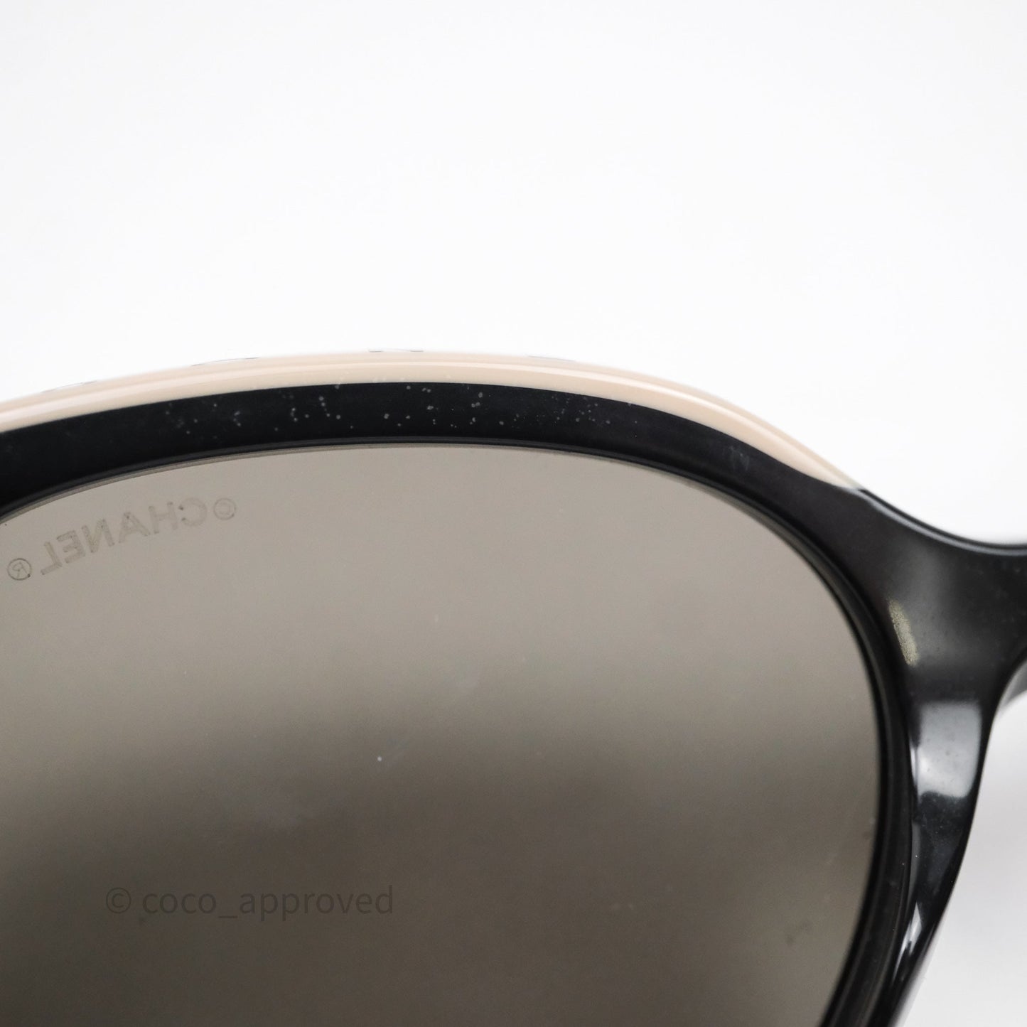 Chanel Logo Butterfly Sunglasses Black Beige Acetate