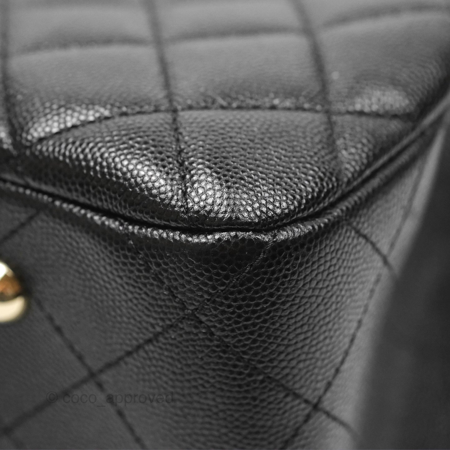 Chanel Large Shopping Tote Quilted Black Caviar Gold Hardware