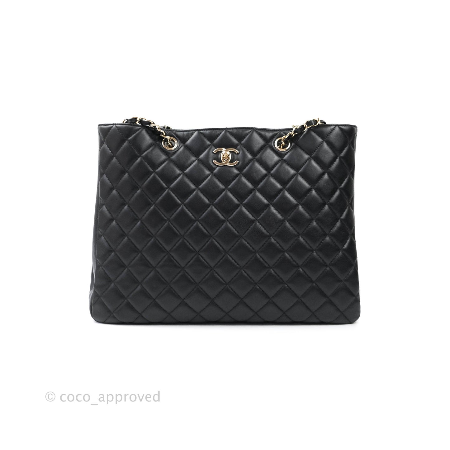 Chanel Quilted Timeless Tote Black Calfskin Gold Hardware