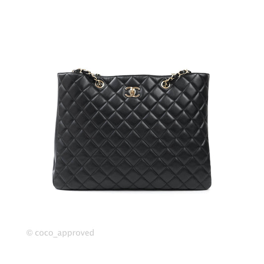 Chanel Quilted Timeless Tote Black Calfskin Gold Hardware