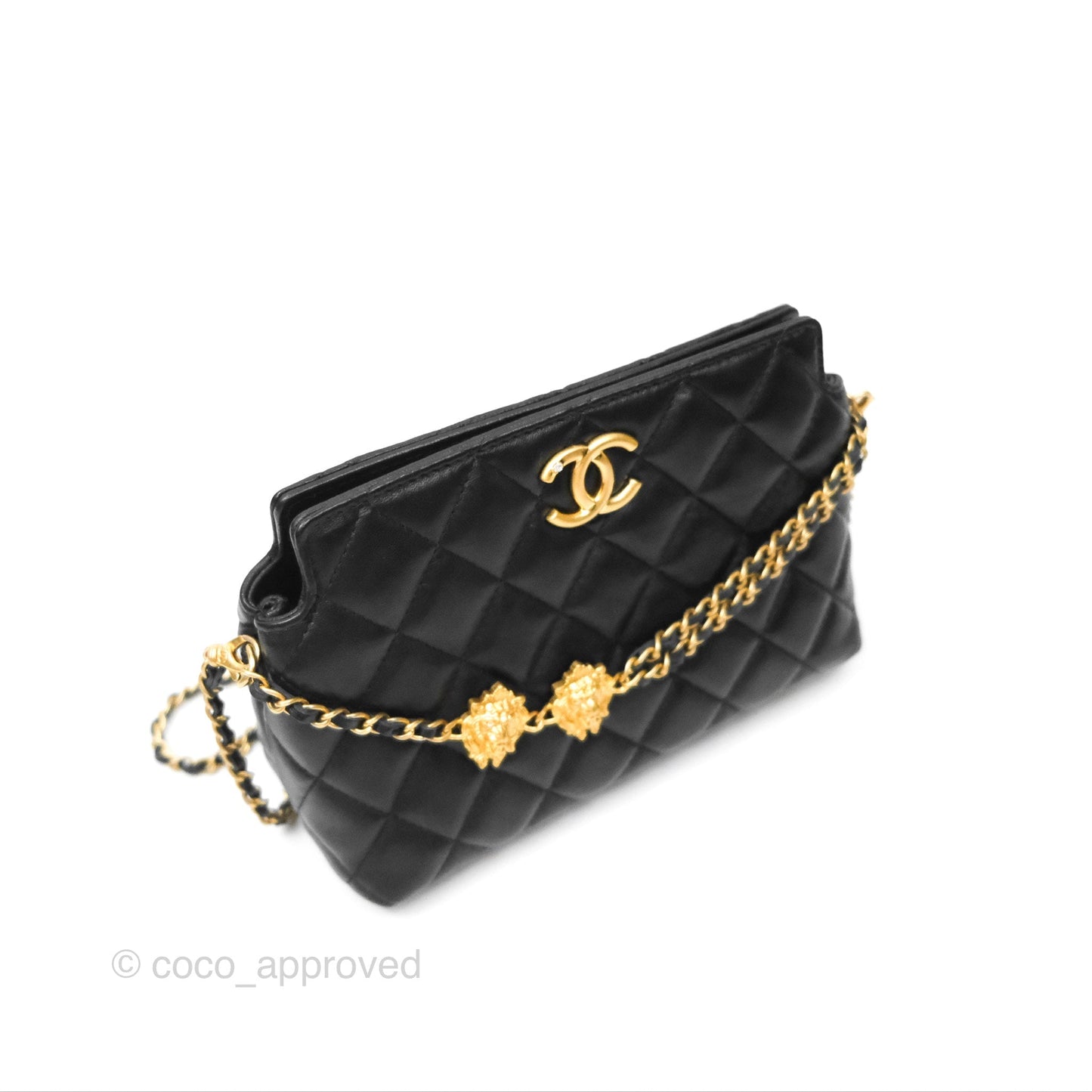 Chanel Clutch With Chain Black Lambskin Gold Hardware 23A