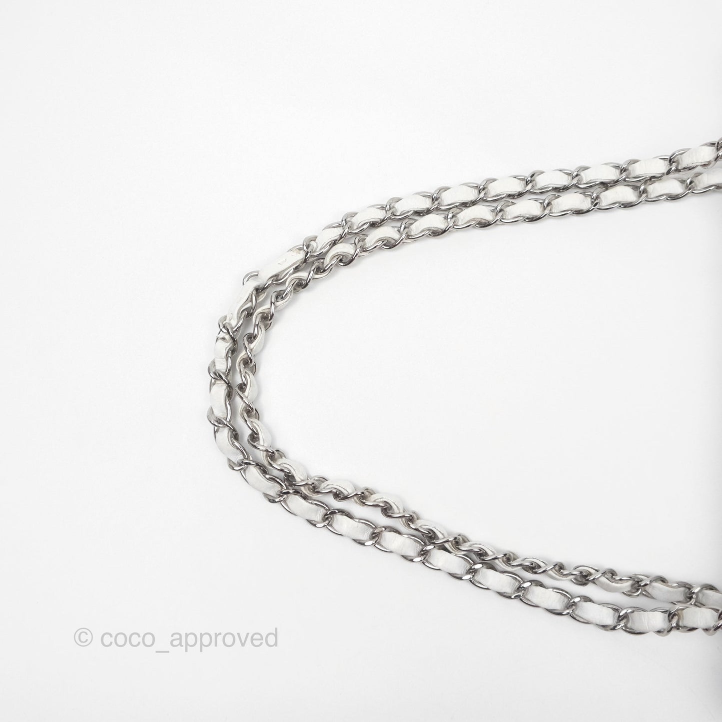 Chanel Classic M/L Medium Double Flap White Caviar Silver Hardware