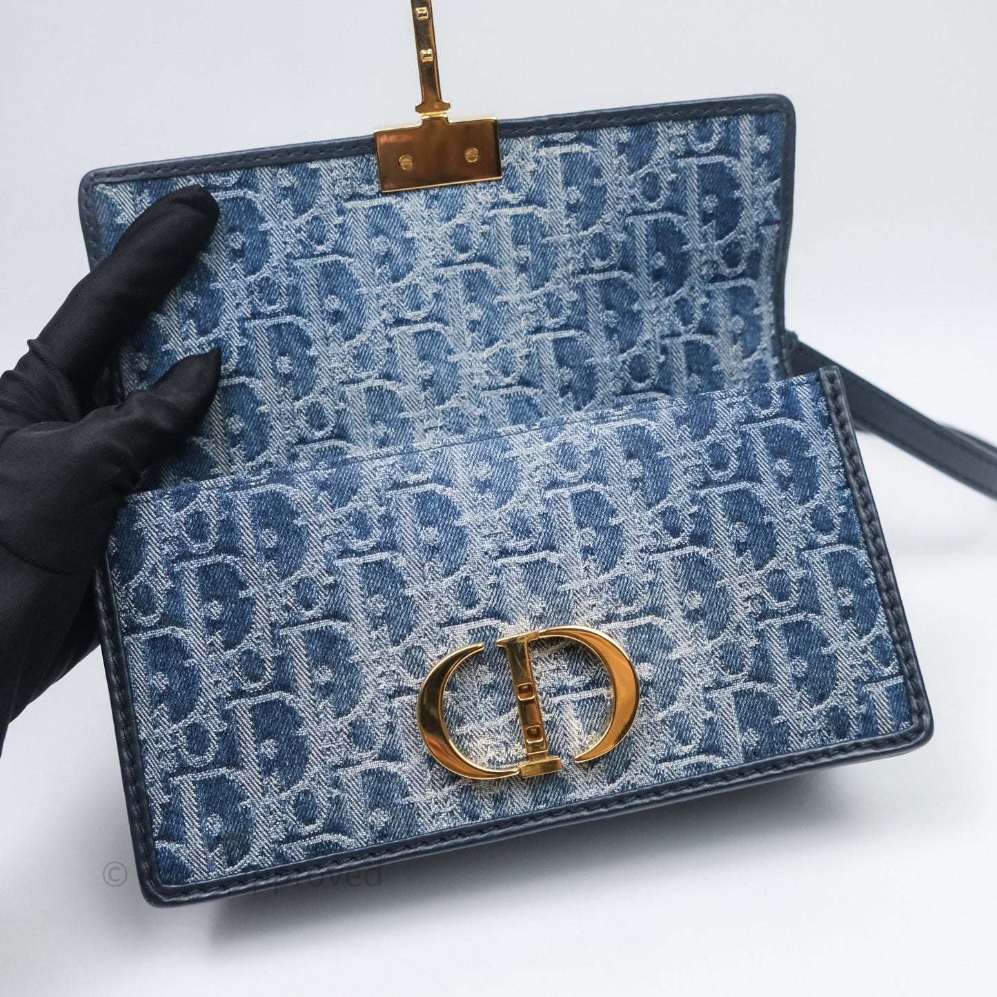Christian Dior Montaigne East-West Bag Denim With Chain