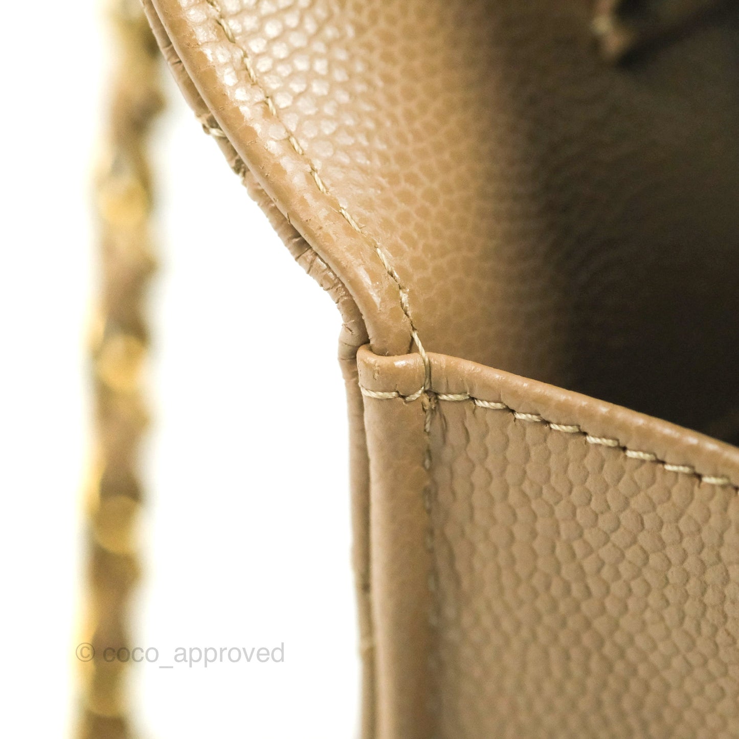 Chanel Quilted Classic Wallet on Chain WOC Dark Beige Caviar Gold Hardware
