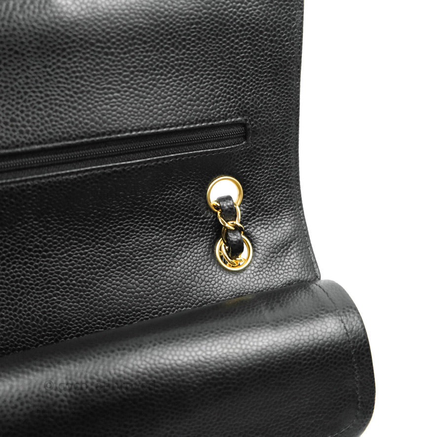 Chanel Classic Double Flap M/L Black Caviar Gold Hardware
