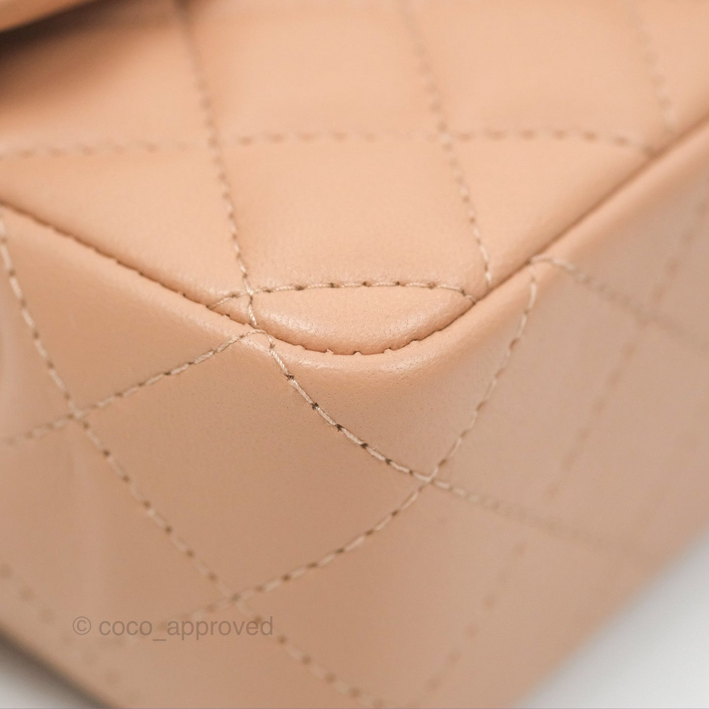 Chanel Quilted Mini Rectangular Flap Beige Lambskin Gold Hardware