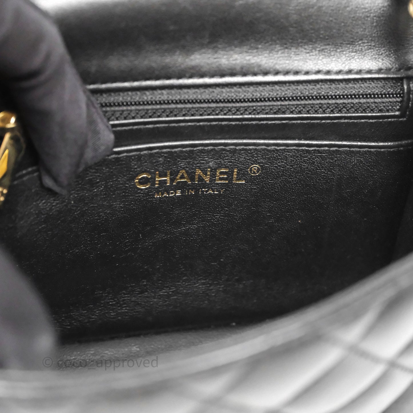 Chanel Mini Square Quilted Black Lambskin Gold Hardware