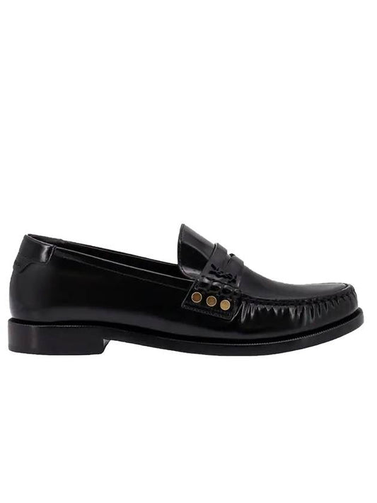 Luxury Saint Laurent Monogram Penny Leather Loafer Black
